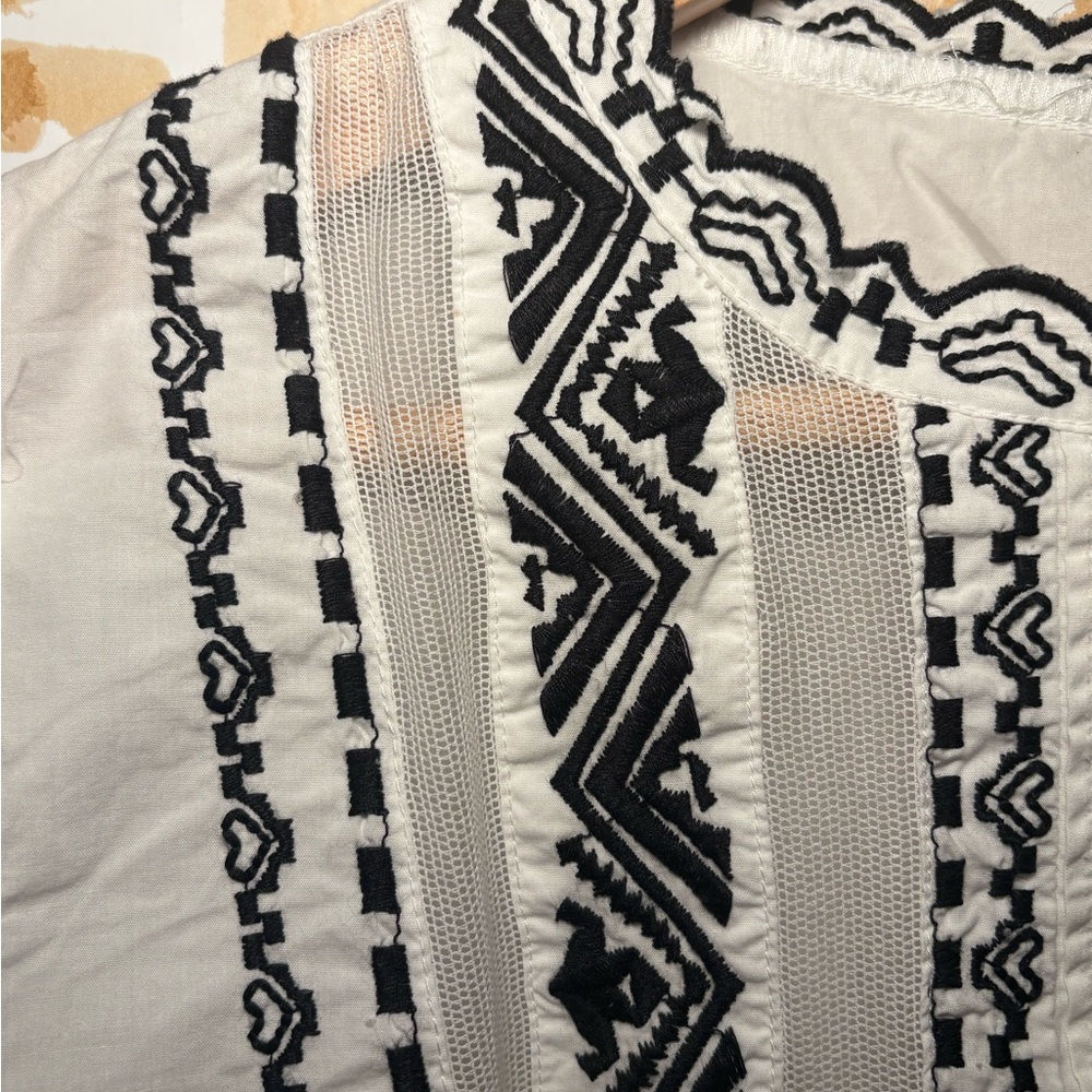 Topshop White Embroidered Boho Blouse | Cottagecore Puff Sleeve Top 10 - Picture 6 of 9